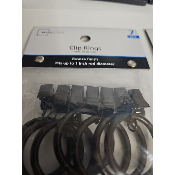 Drapery Curtain Clip Rings Bronze Finish Metal Set Of Two, 14 Total, Fits 1" Rod - Picture 2 of 3